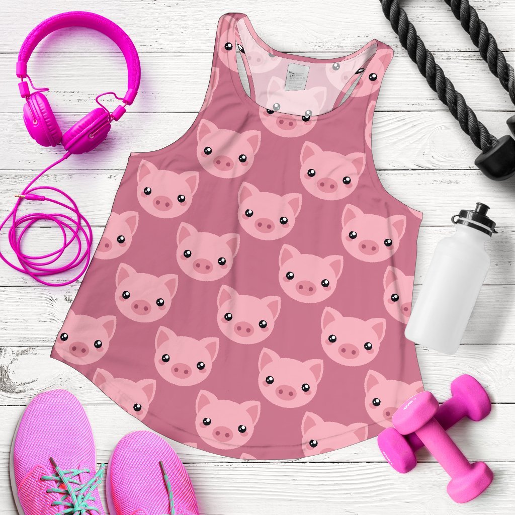 Pig Print Pattern Women's Racerback Tank Tops-grizzshop