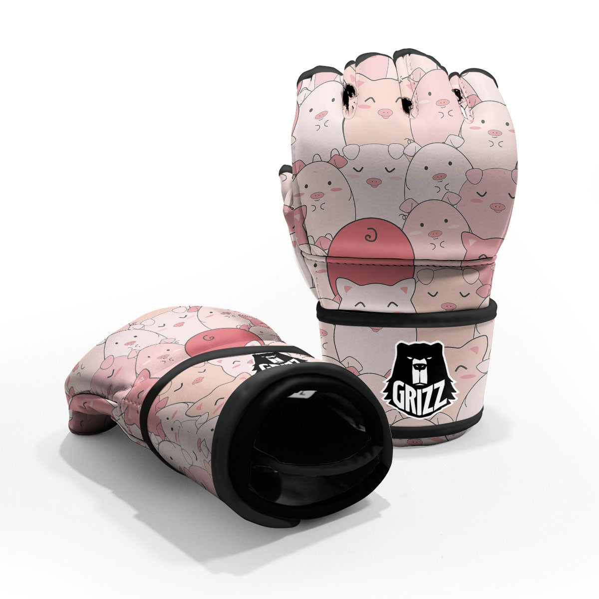 Pig Tail Pink Print MMA Gloves-grizzshop