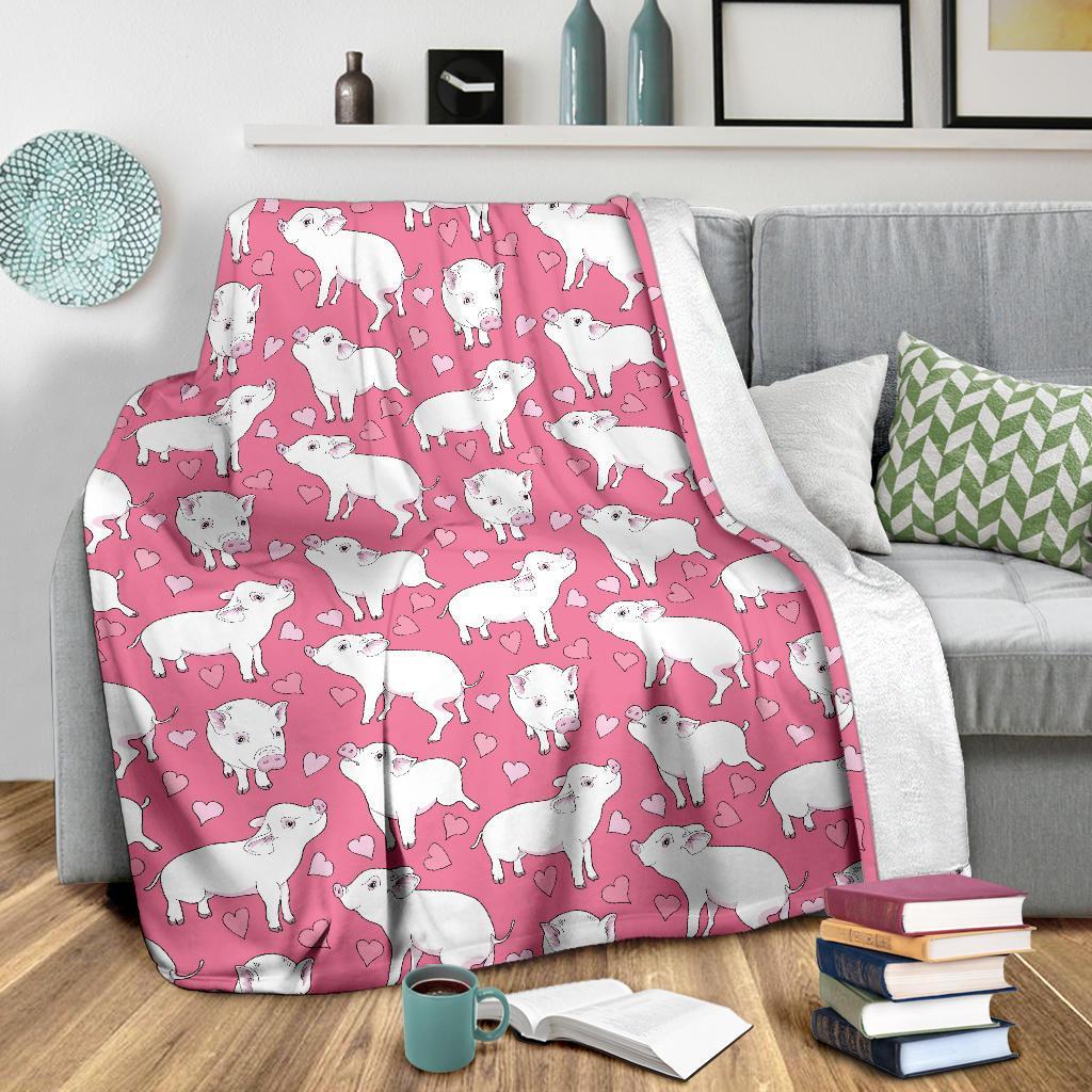 Pig Heart Pattern Print Blanket-grizzshop