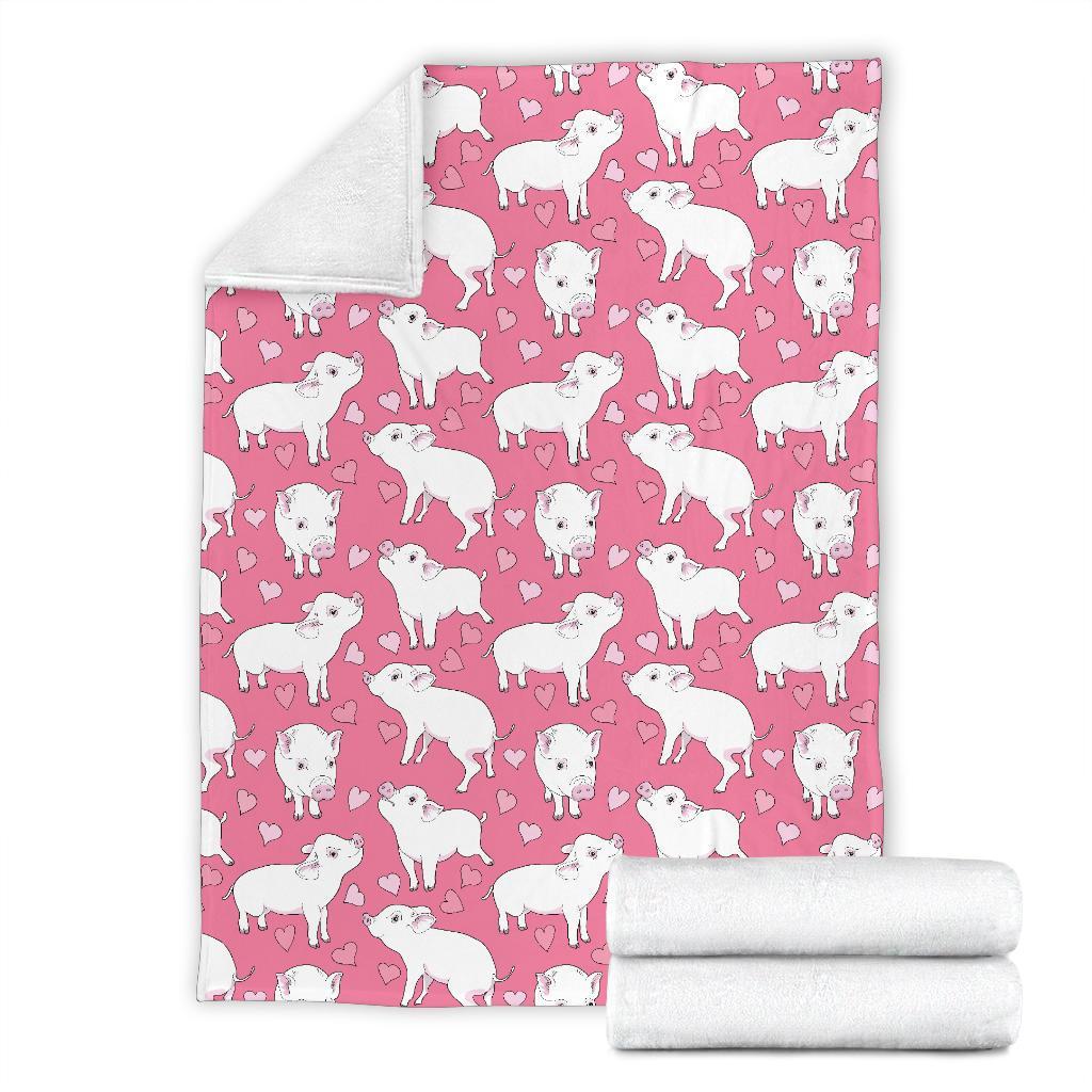 Pig Heart Pattern Print Blanket-grizzshop
