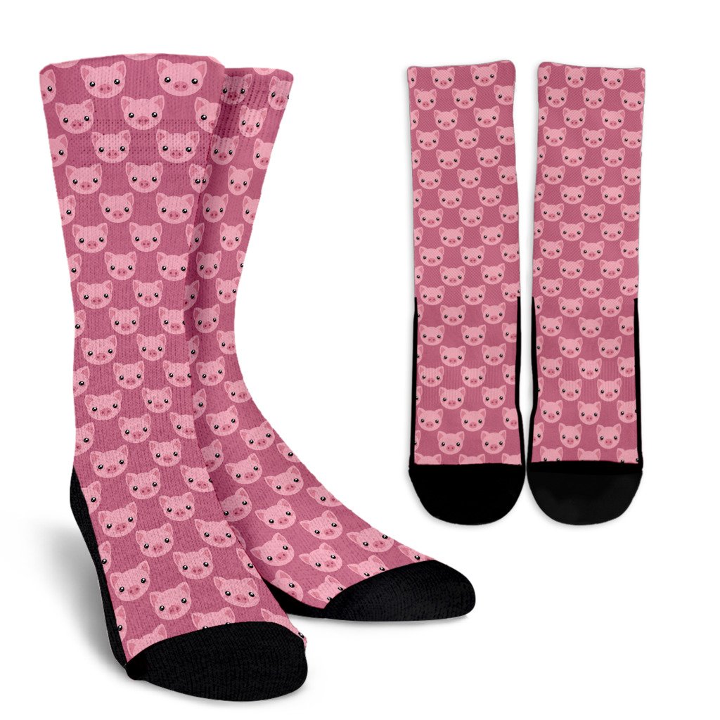 Pig Print Pattern Unisex Crew Socks-grizzshop
