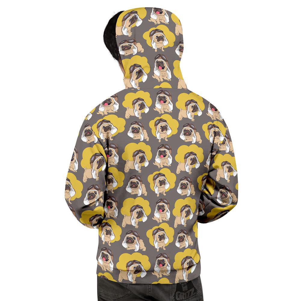 Pilot Pug Print Pattern Men's Hoodie-grizzshop