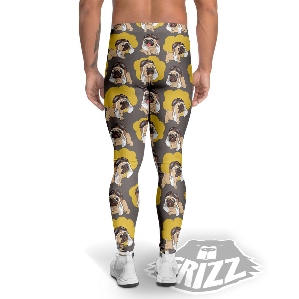 Pilot Pug Print Pattern Men's Leggings-grizzshop