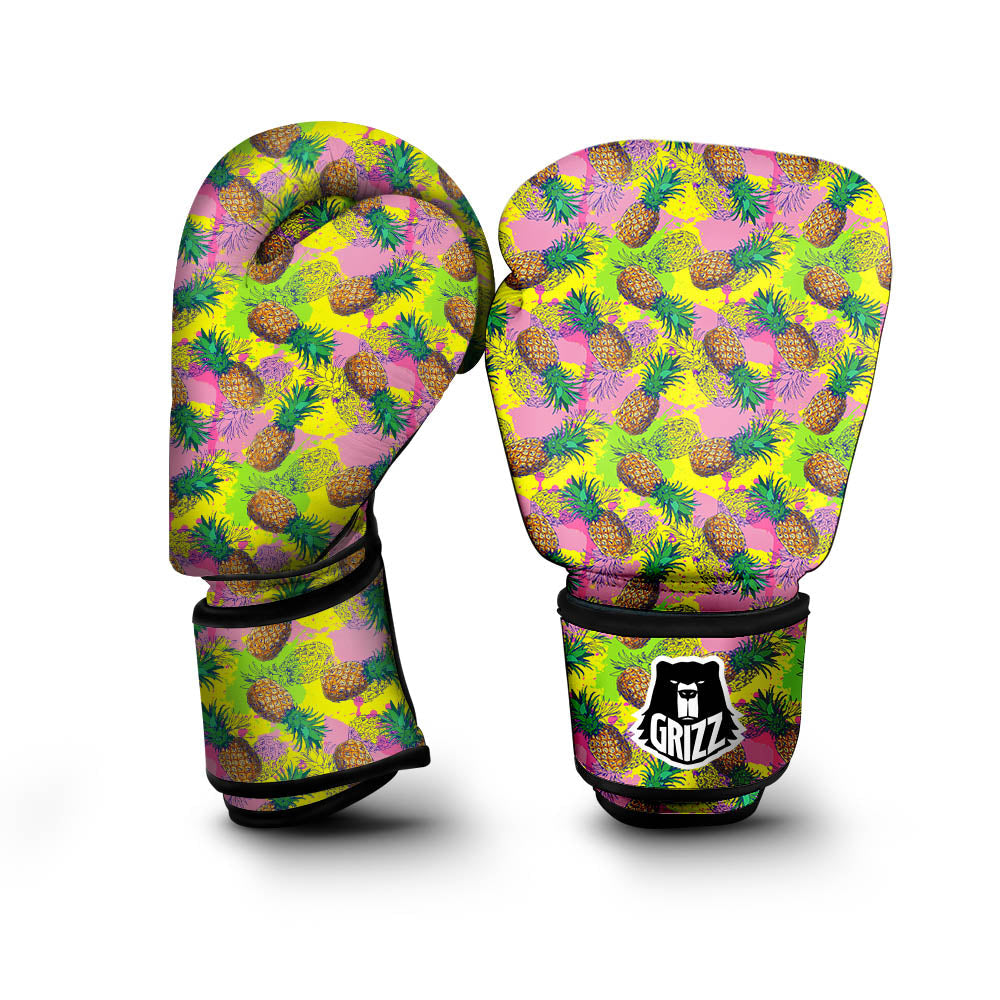 Pineapple Aloha Colorful Print Pattern Boxing Gloves-grizzshop