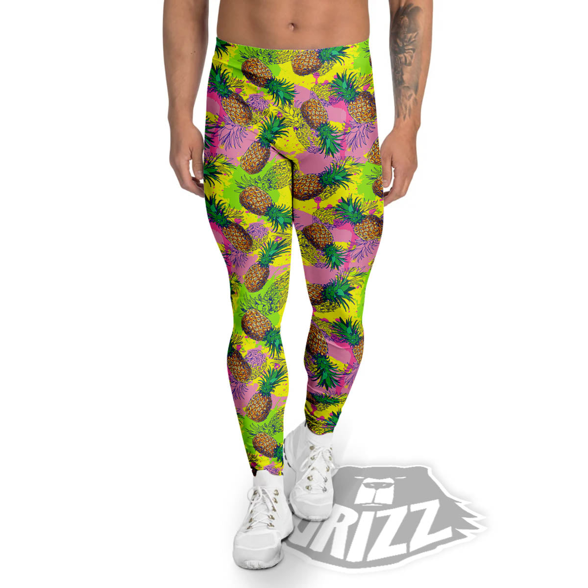 Pineapple Aloha Colorful Print Pattern Men's Leggings-grizzshop