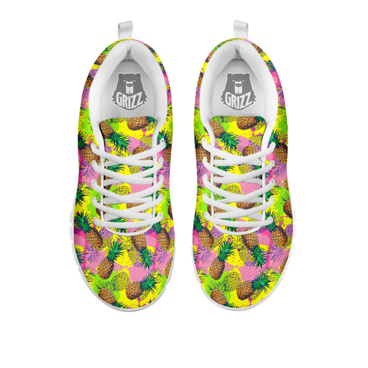 Pineapple Aloha Colorful Print Pattern White Sneaker-grizzshop