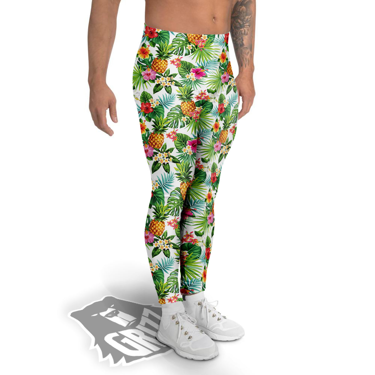 Pineapple Aloha Hawaiian Print Pattern Men's Leggings-grizzshop