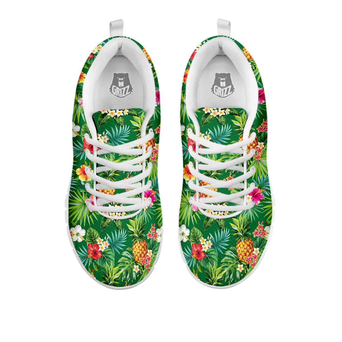 Pineapple Aloha Hibiscus Print Pattern White Sneaker-grizzshop