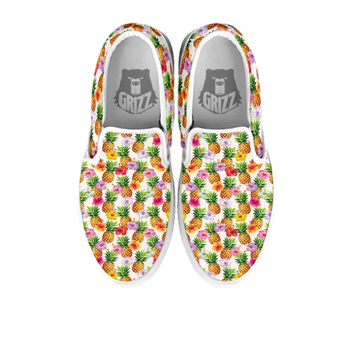Pineapple Aloha Summer Print Pattern White Slip On Shoes-grizzshop