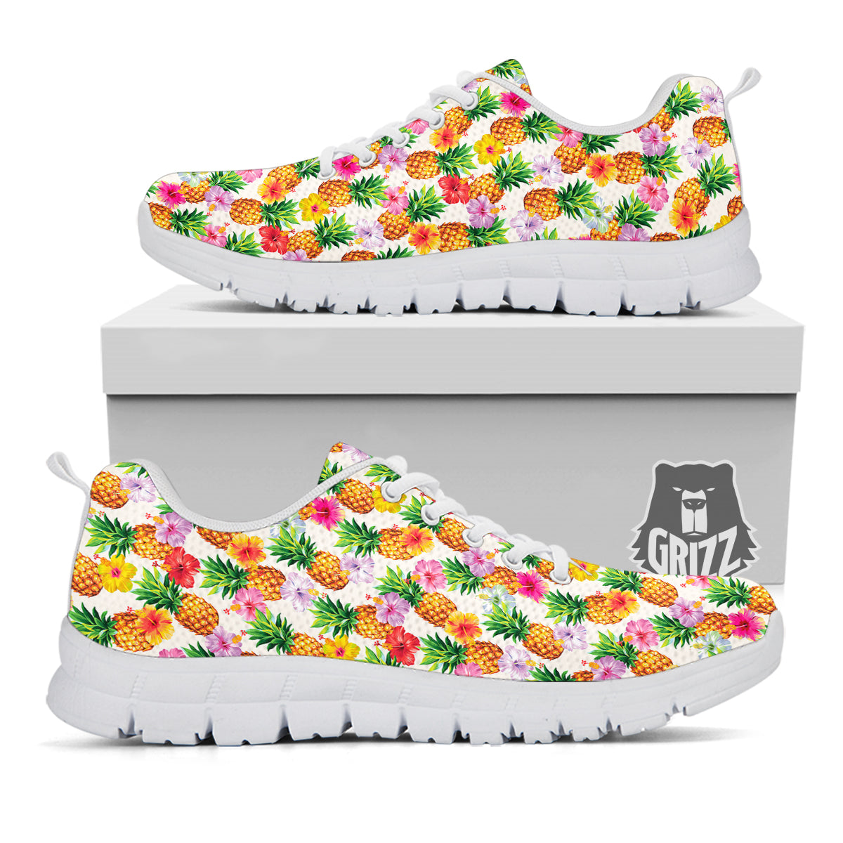Pineapple Aloha Summer Print Pattern White Sneaker-grizzshop