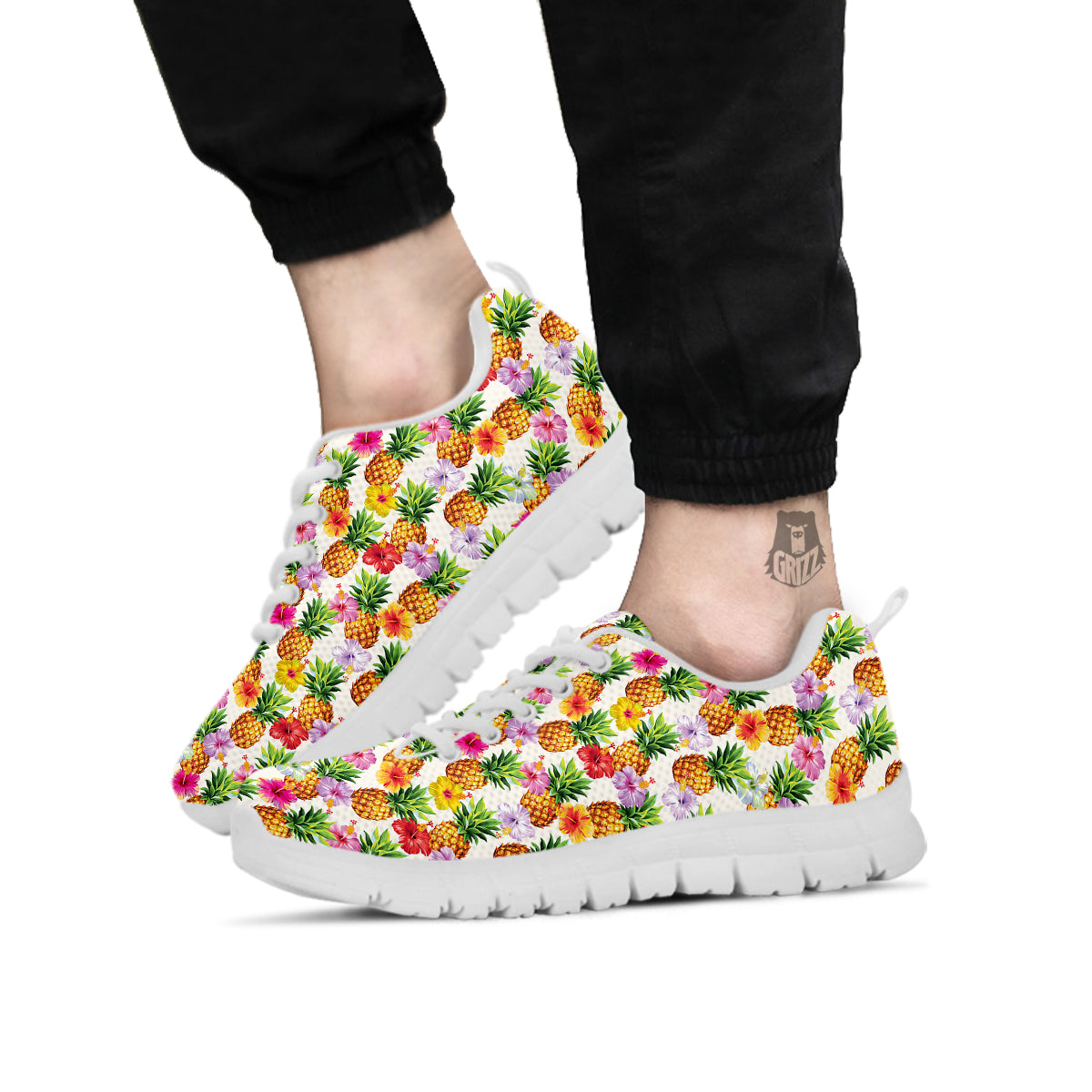 Pineapple Aloha Summer Print Pattern White Sneaker-grizzshop