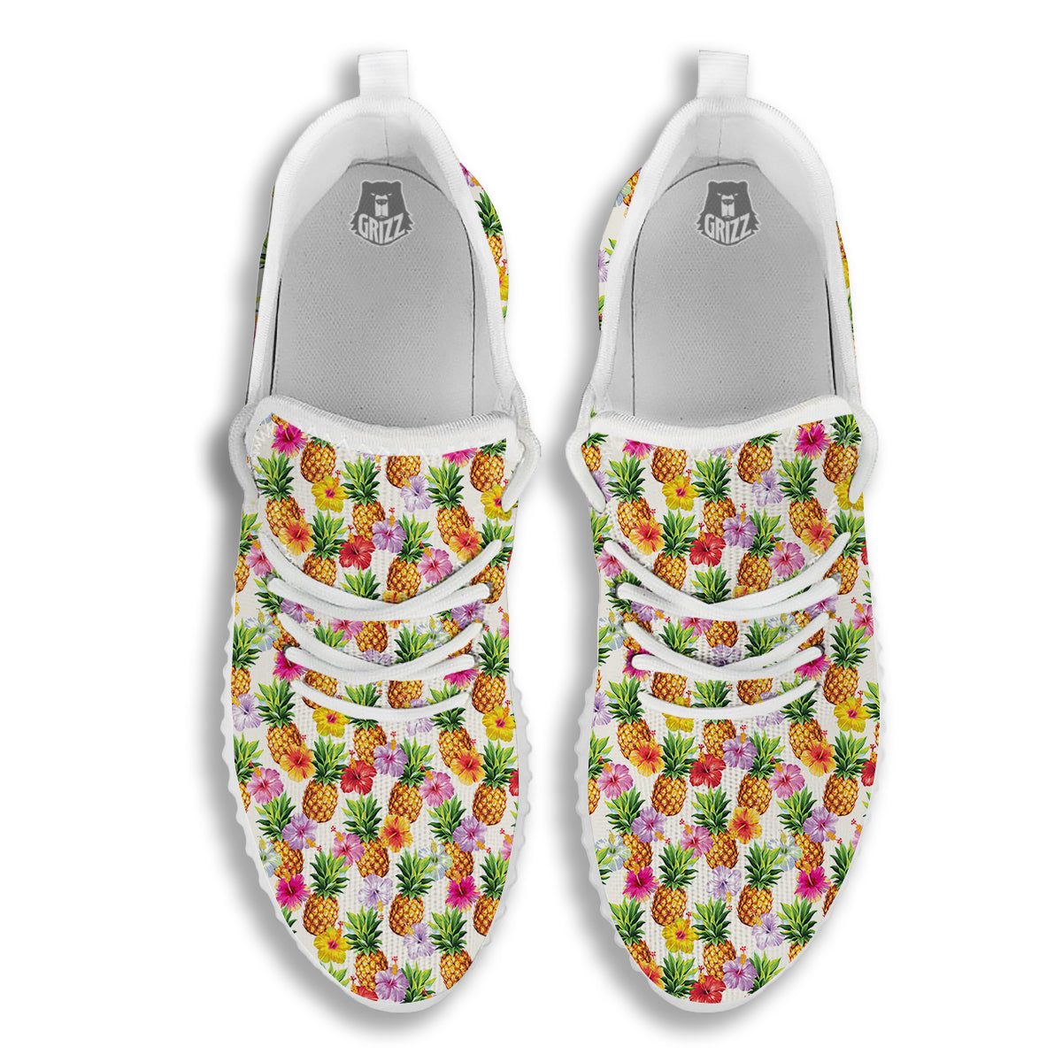 Pineapple Aloha Summer Print Pattern White Walking Shoes-grizzshop