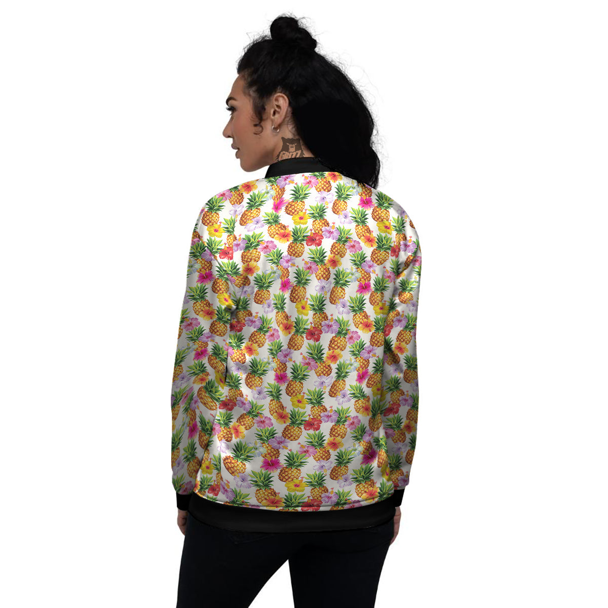 Pineapple Aloha Summer Print Pattern Women's Bomber Jacket-grizzshop