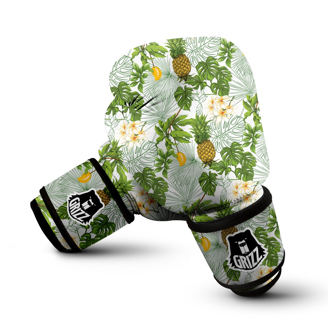 Pineapple Aloha White Print Pattern Boxing Gloves-grizzshop