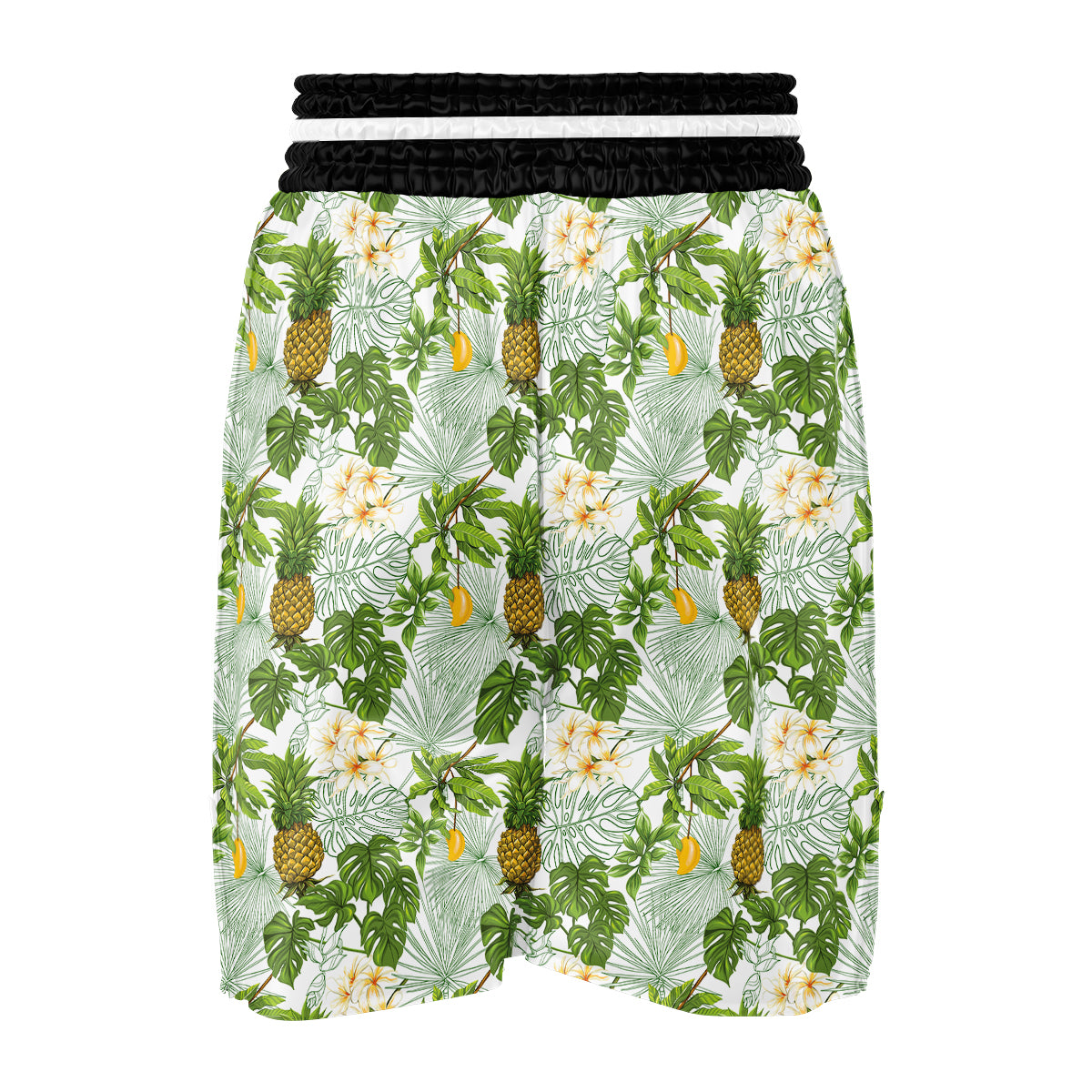 Pineapple Aloha White Print Pattern Boxing Shorts-grizzshop