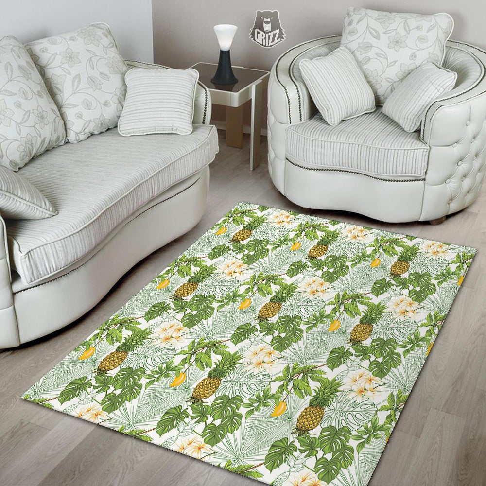 Pineapple Aloha White Print Pattern Floor Mat-grizzshop