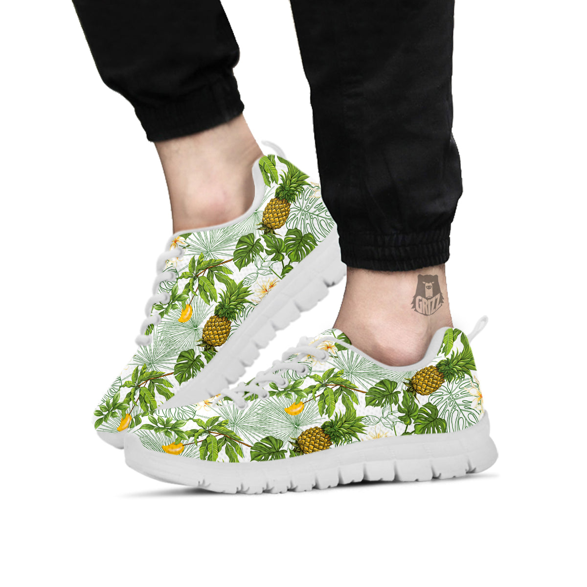Pineapple Aloha White Print Pattern White Sneaker-grizzshop