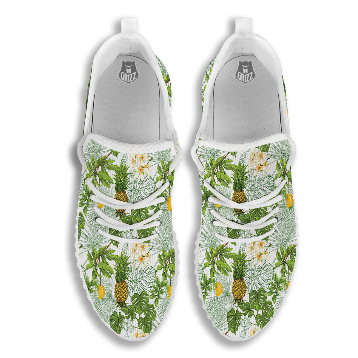 Pineapple Aloha White Print Pattern White Walking Shoes-grizzshop