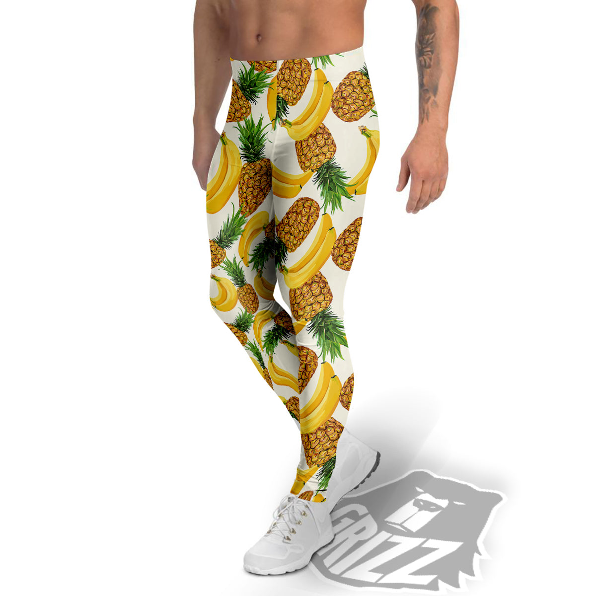 Pineapple Banana Print Pattern Men's Leggings-grizzshop