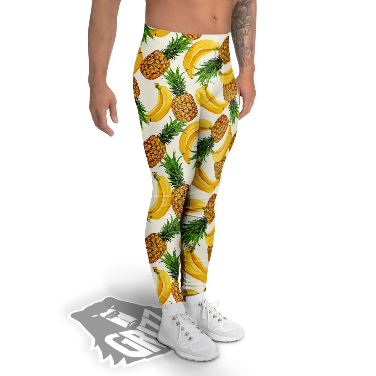 Pineapple Banana Print Pattern Men's Leggings-grizzshop
