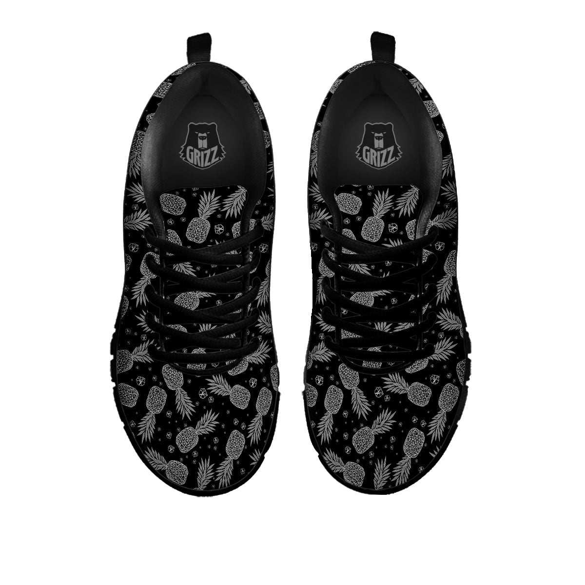 Pineapple Black Print Pattern Black Sneaker-grizzshop