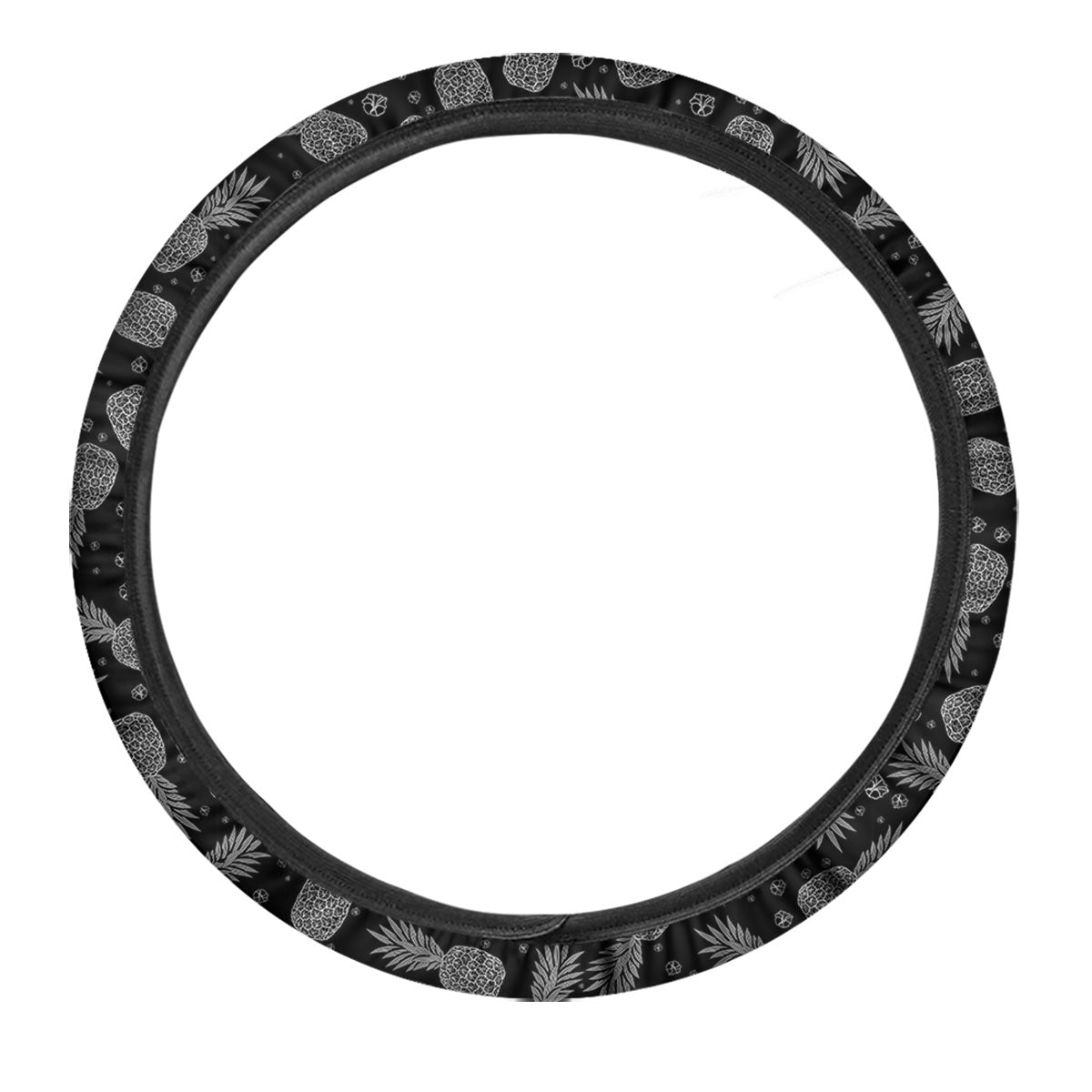 Pineapple Black Print Pattern Car Steering Wheel Cover-grizzshop