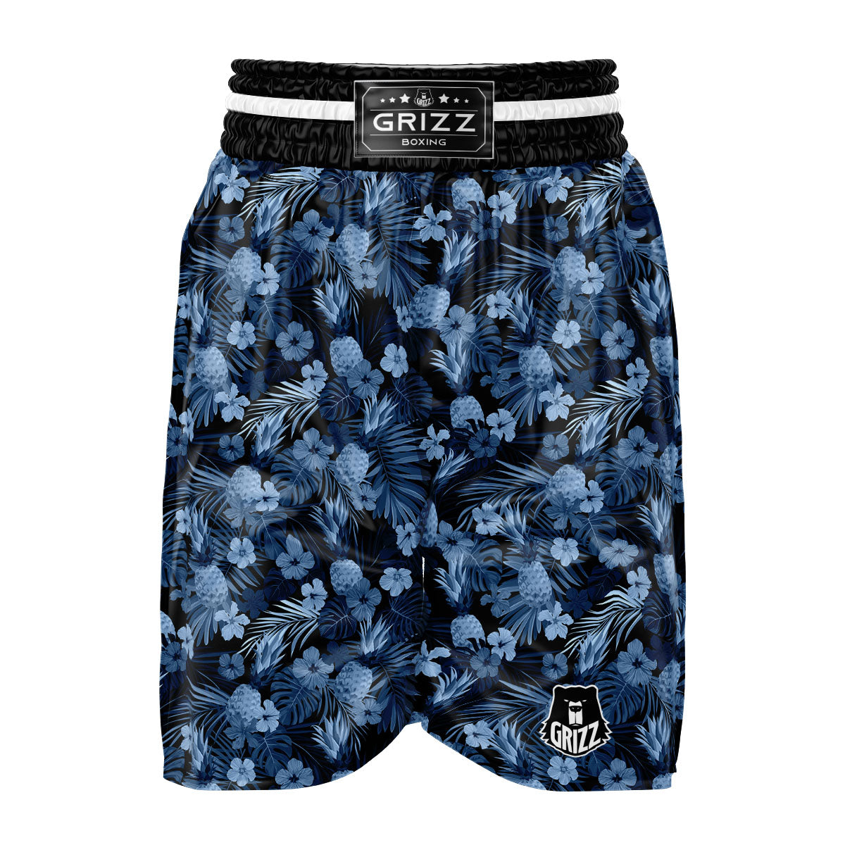 Pineapple Blue Aloha Print Pattern Boxing Shorts-grizzshop