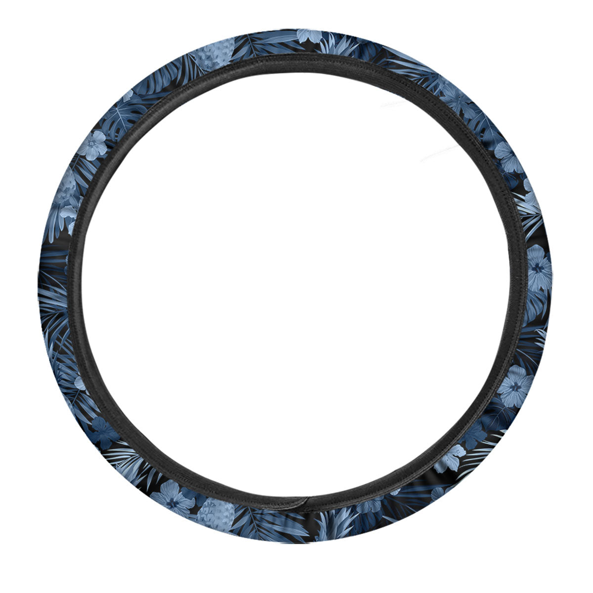 Pineapple Blue Aloha Print Pattern Car Steering Wheel Cover-grizzshop