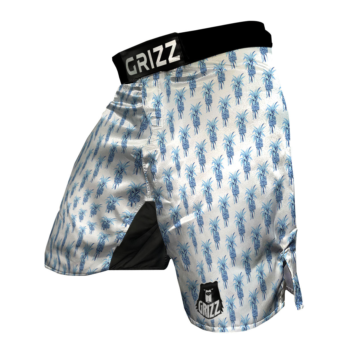 Pineapple Blue Leaf Print Pattern MMA Shorts-grizzshop