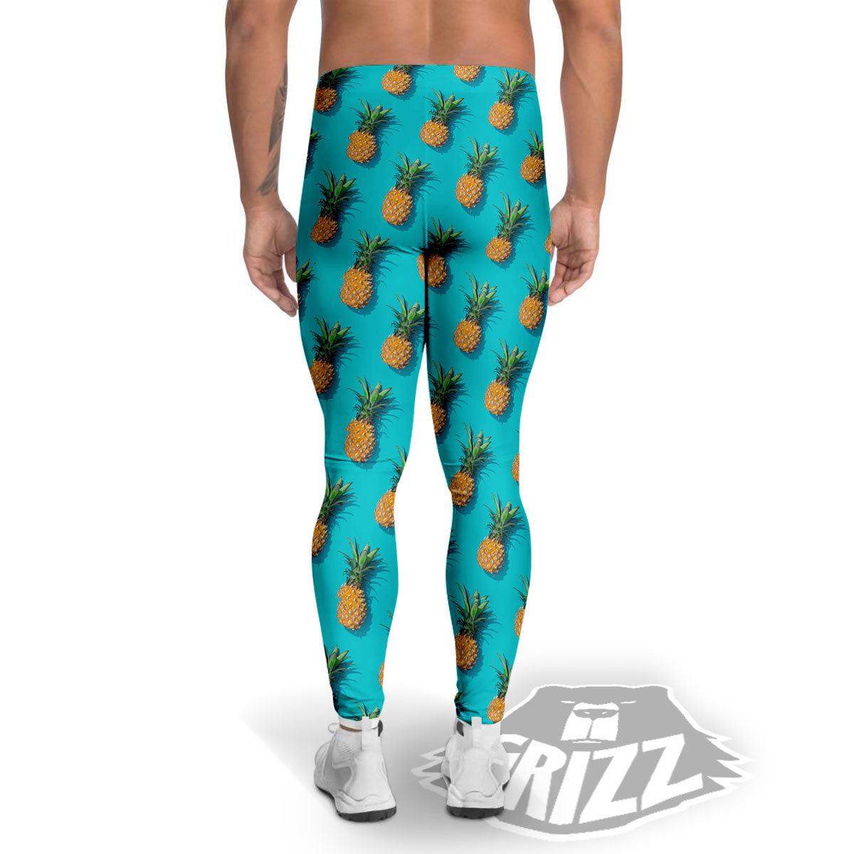 Pineapple Blue Print Pattern Men's Leggings-grizzshop