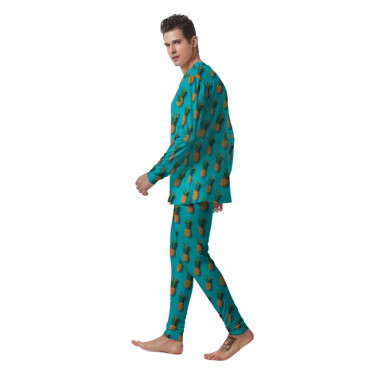 Pineapple Blue Print Pattern Men's Pajamas-grizzshop