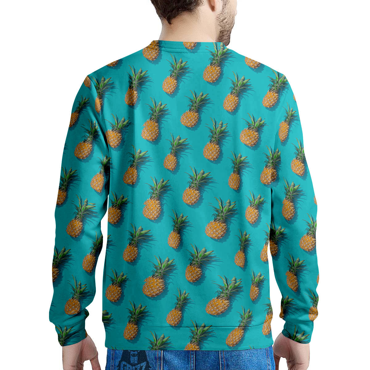 Pineapple Blue Print Pattern Men's Sweatshirt-grizzshop