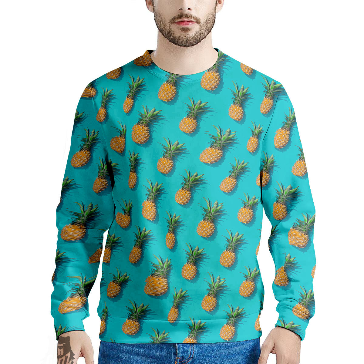 Pineapple Blue Print Pattern Men's Sweatshirt-grizzshop