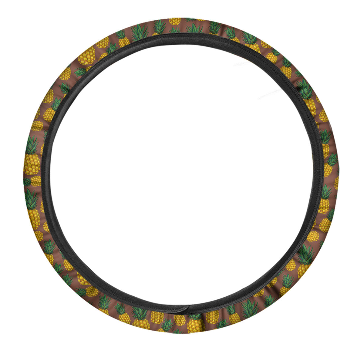 Pineapple Brown Print Pattern Car Steering Wheel Cover-grizzshop