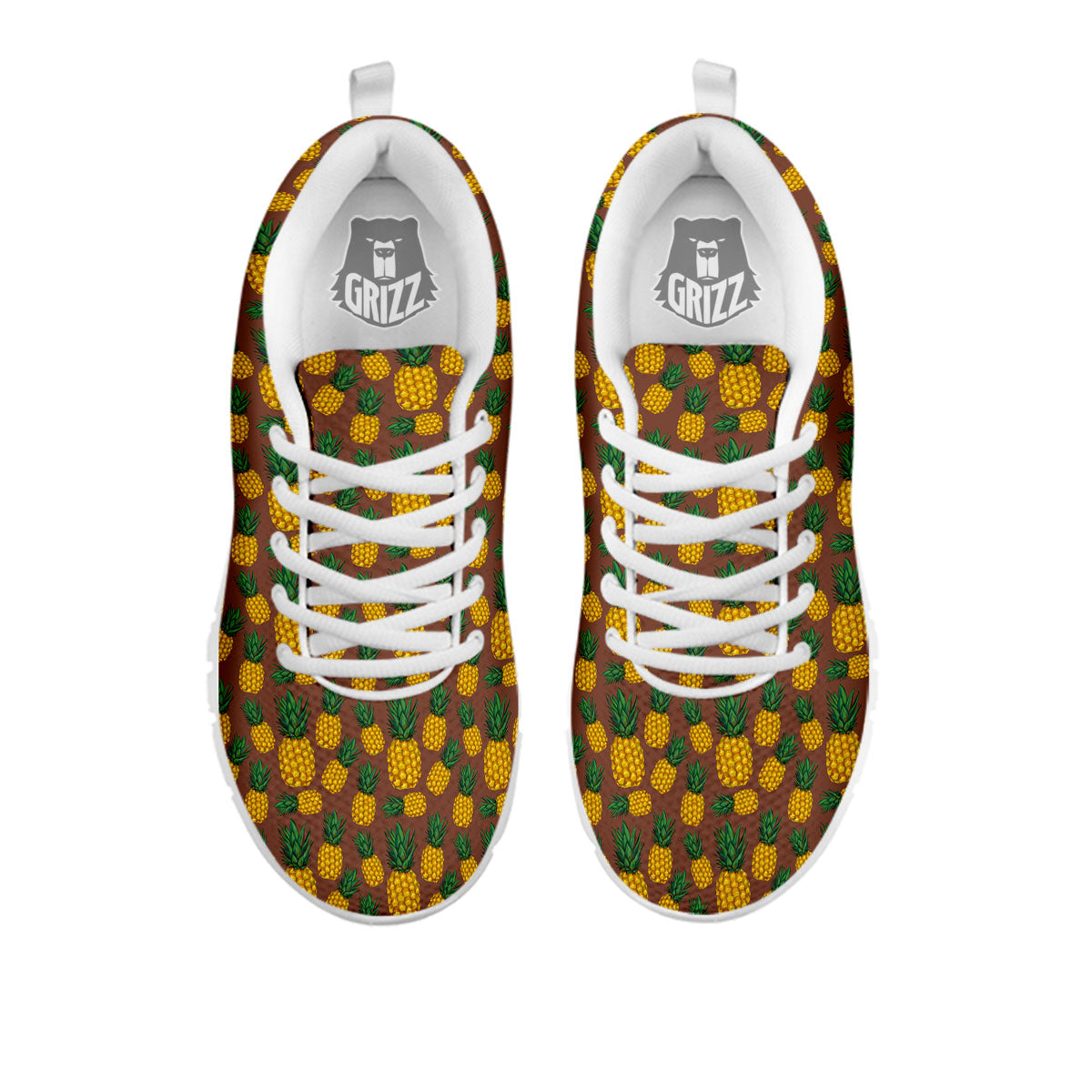 Pineapple Brown Print Pattern White Sneaker-grizzshop