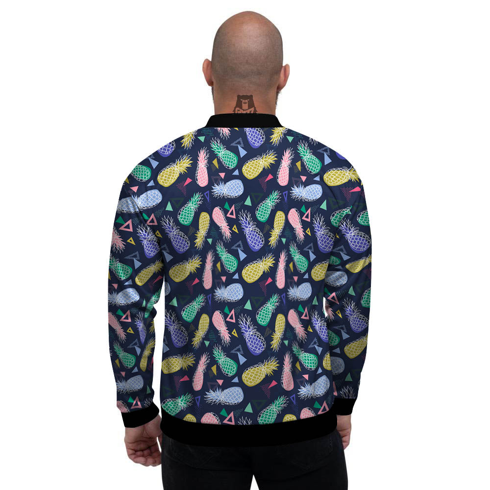 Pineapple Colorful Print Pattern Men's Bomber Jacket-grizzshop
