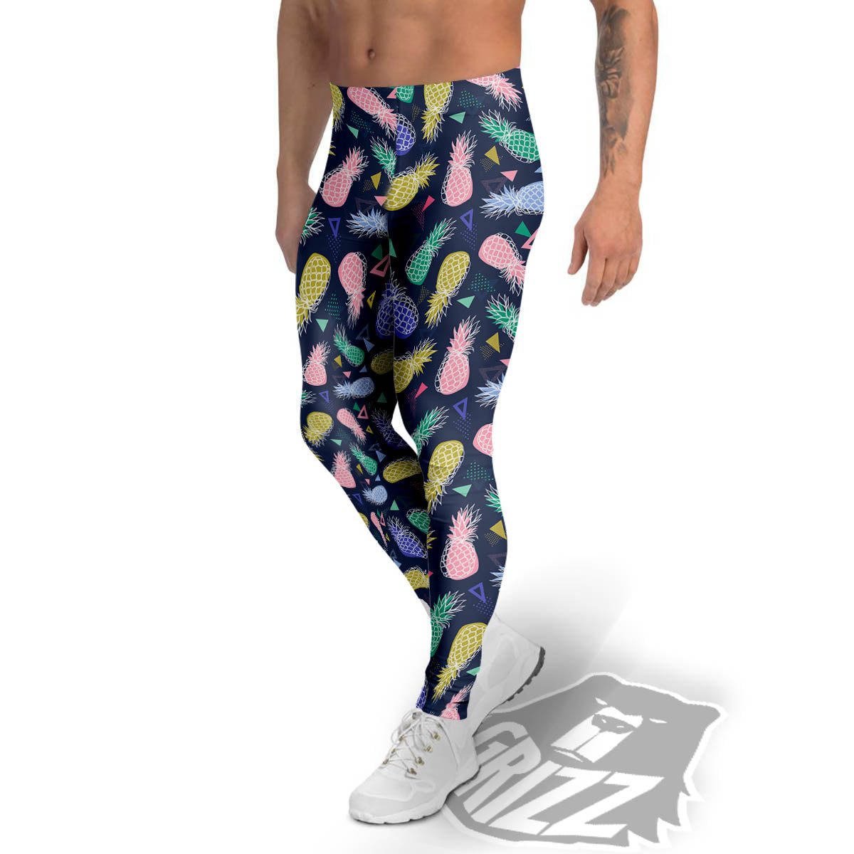Pineapple Colorful Print Pattern Men's Leggings-grizzshop