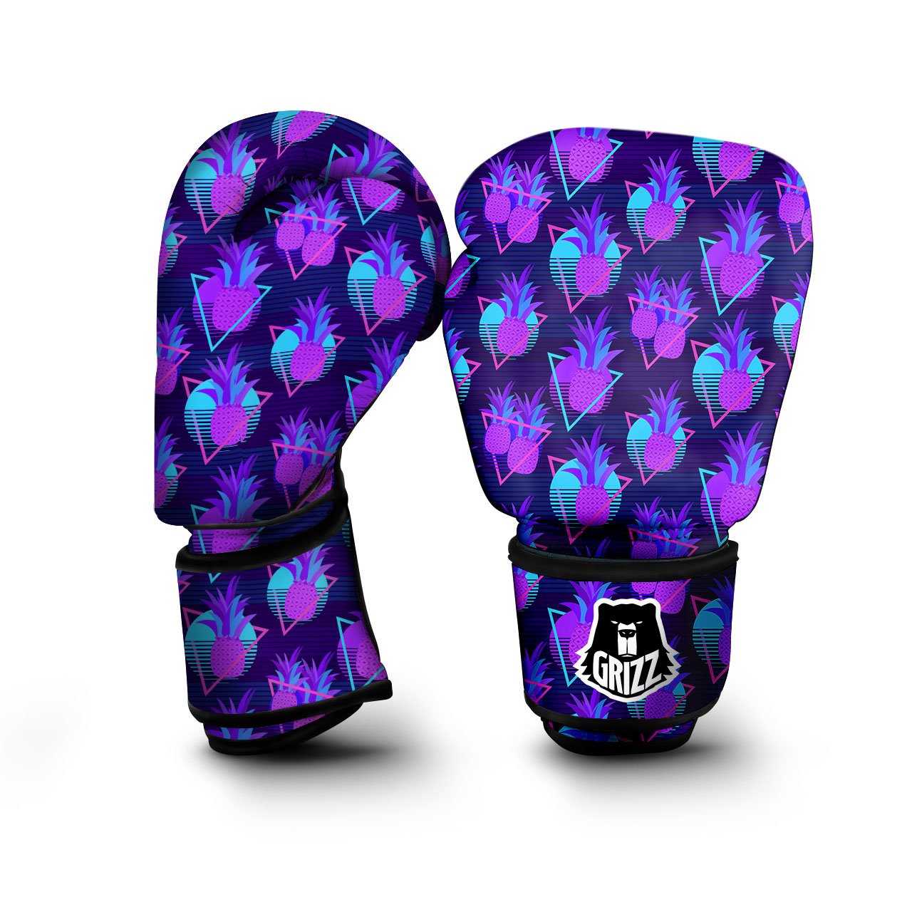 Pineapple EDM Purple Print Pattern Boxing Gloves-grizzshop