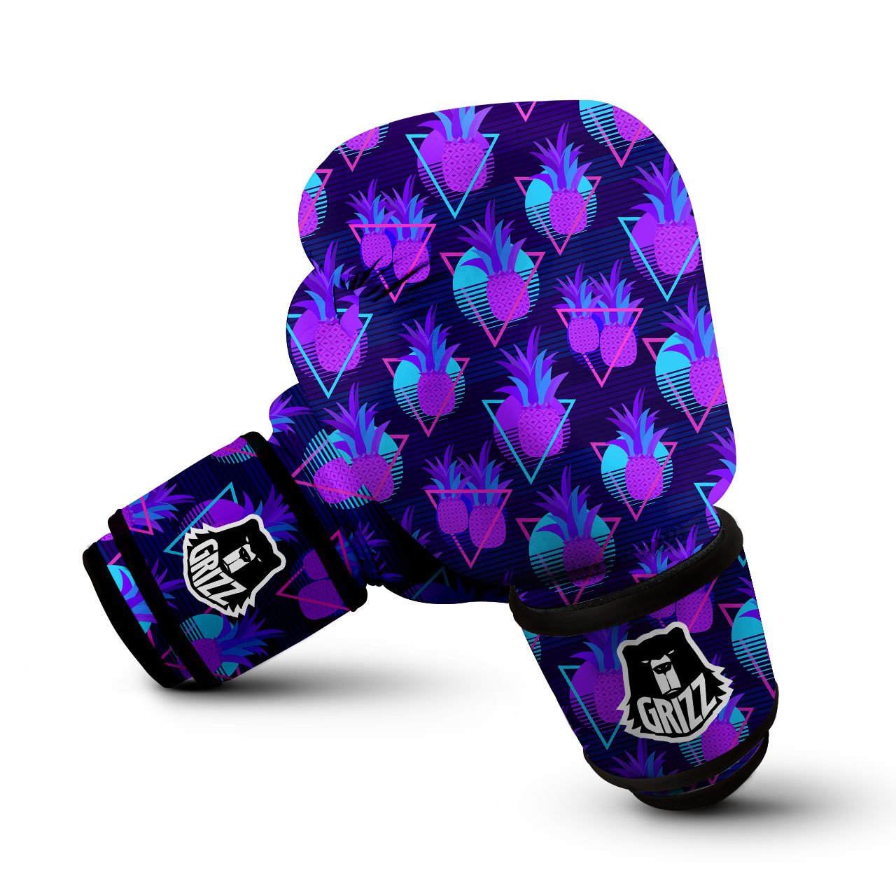 Pineapple EDM Purple Print Pattern Boxing Gloves-grizzshop