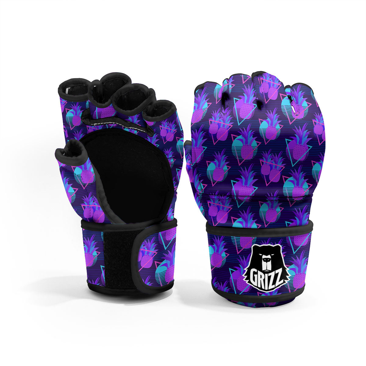 Pineapple EDM Purple Print Pattern MMA Gloves-grizzshop