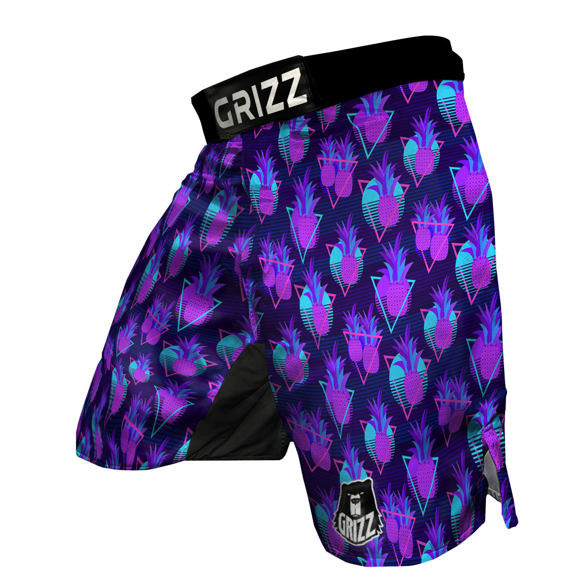 Pineapple EDM Purple Print Pattern MMA Shorts-grizzshop
