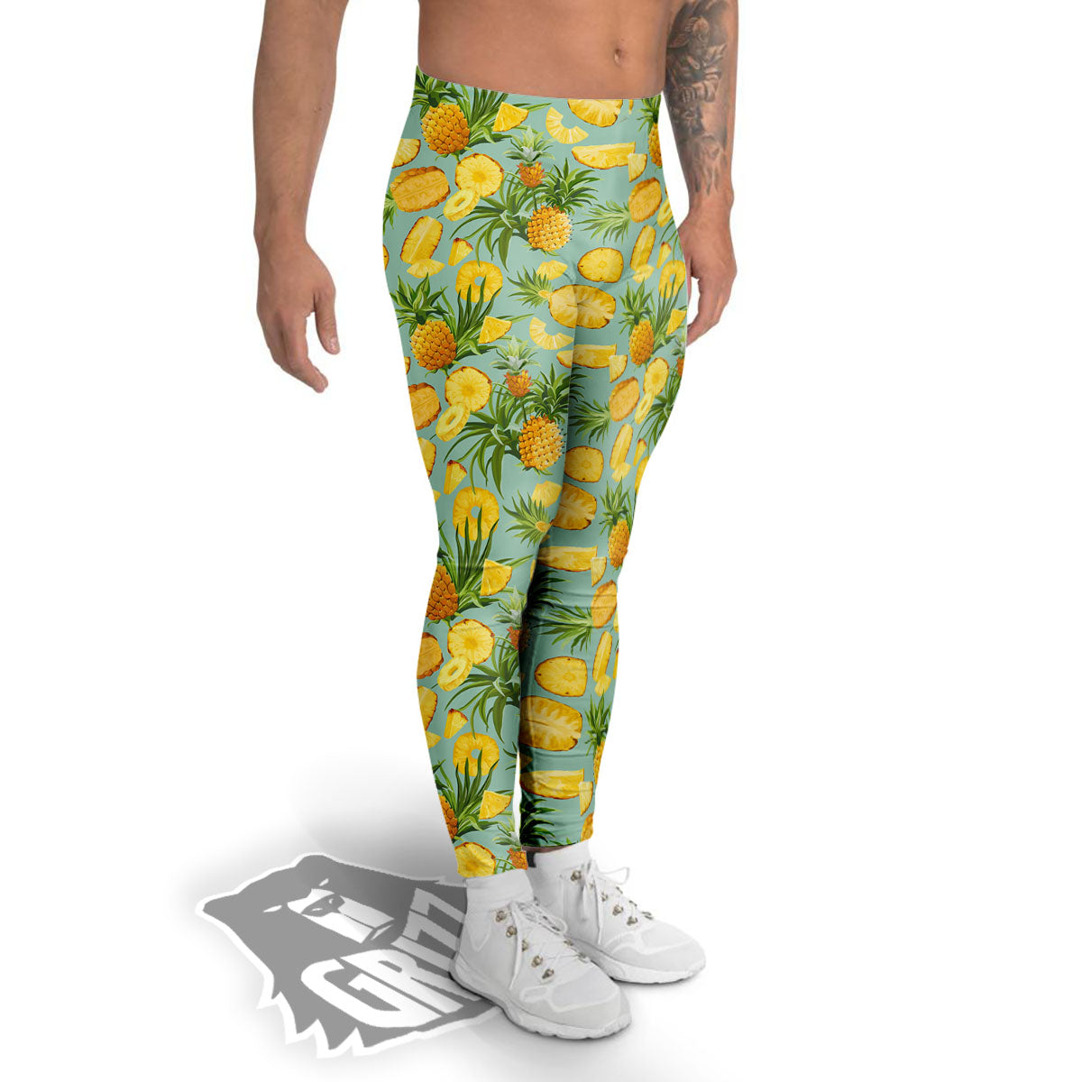 Pineapple Exotic Tropical Print Pattern Men's Leggings-grizzshop