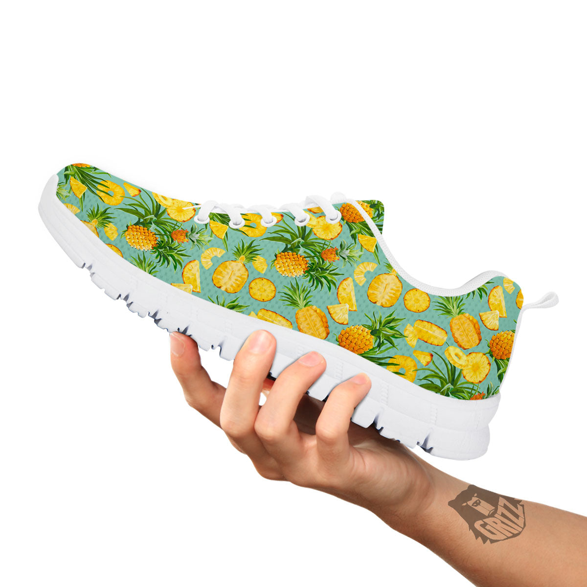Pineapple Exotic Tropical Print Pattern White Sneaker-grizzshop