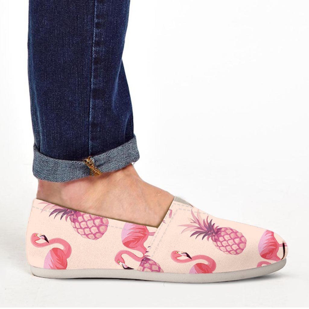 Pineapple Flamingo Print Canvas Shoes-grizzshop