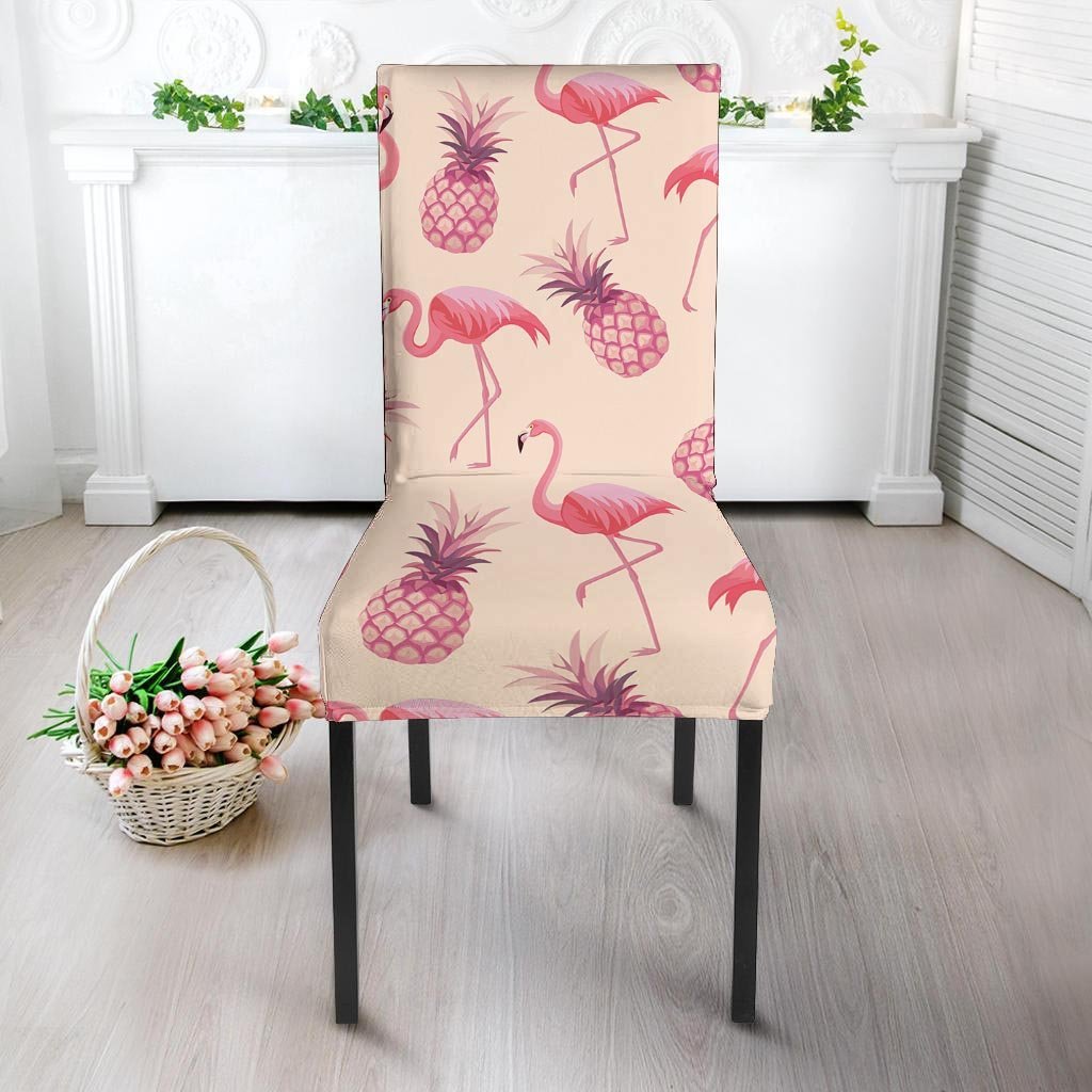 Pineapple Flamingo Print Chair Cover-grizzshop