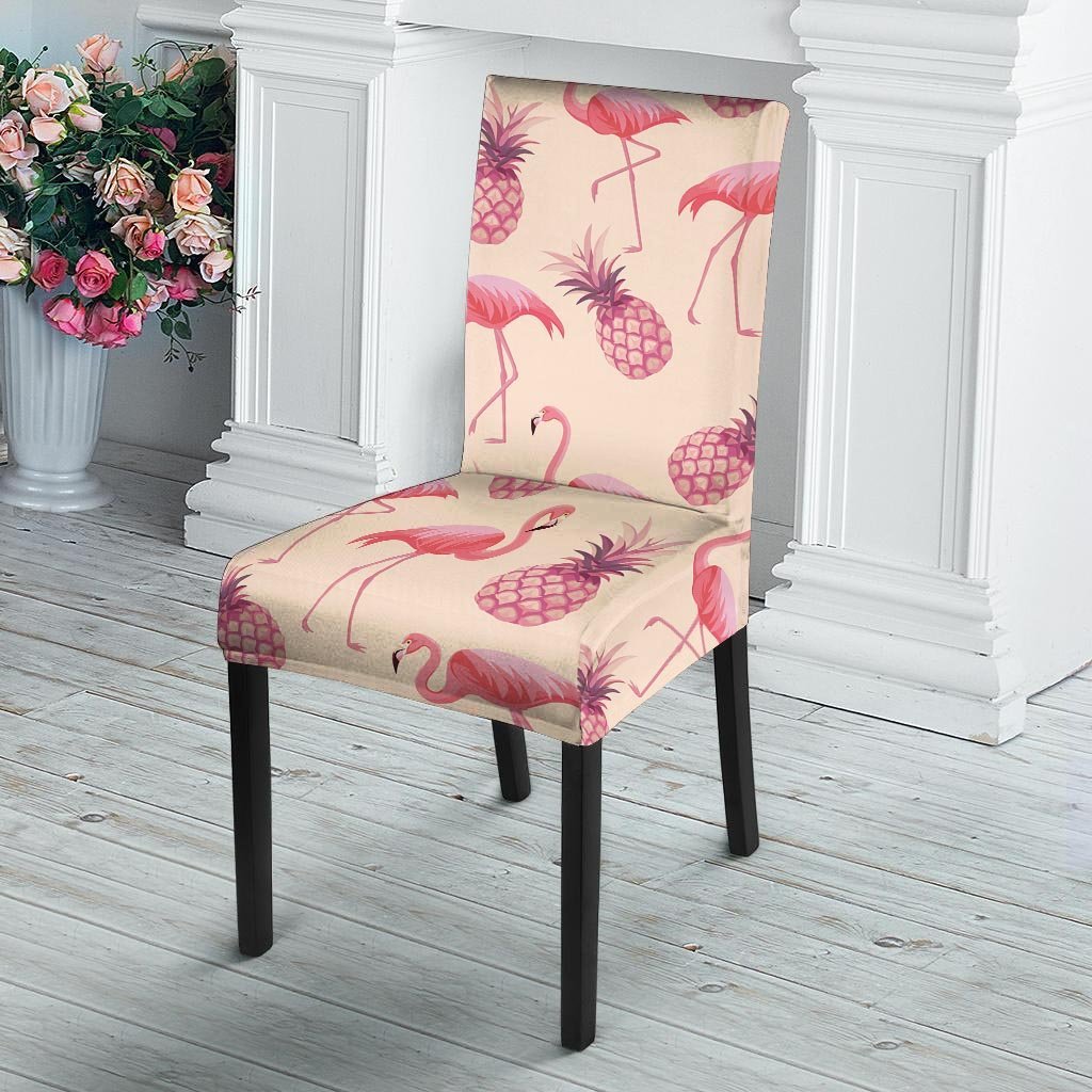 Pineapple Flamingo Print Chair Cover-grizzshop