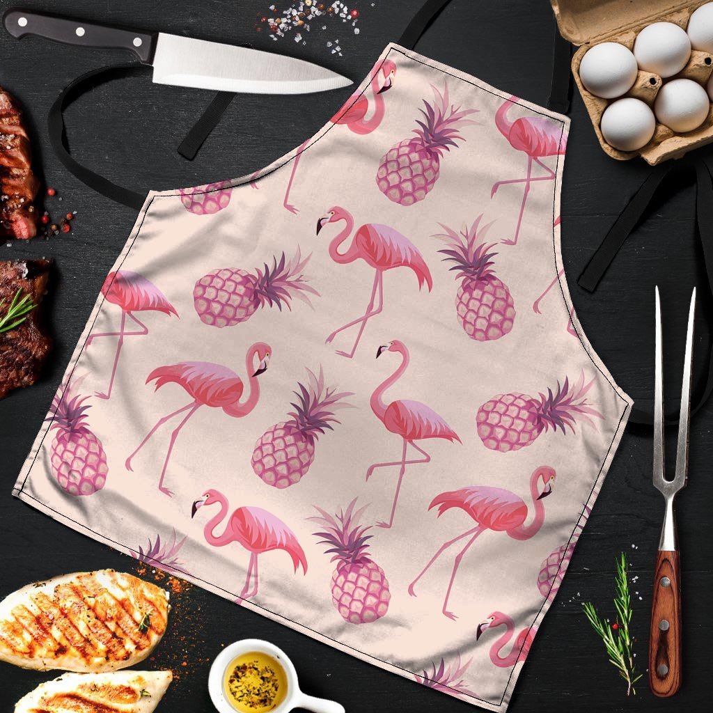 Pineapple Flamingo Print Men's Apron-grizzshop
