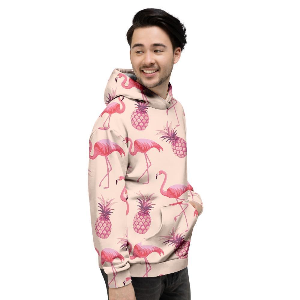 Pineapple Flamingo Print Men's Hoodie-grizzshop