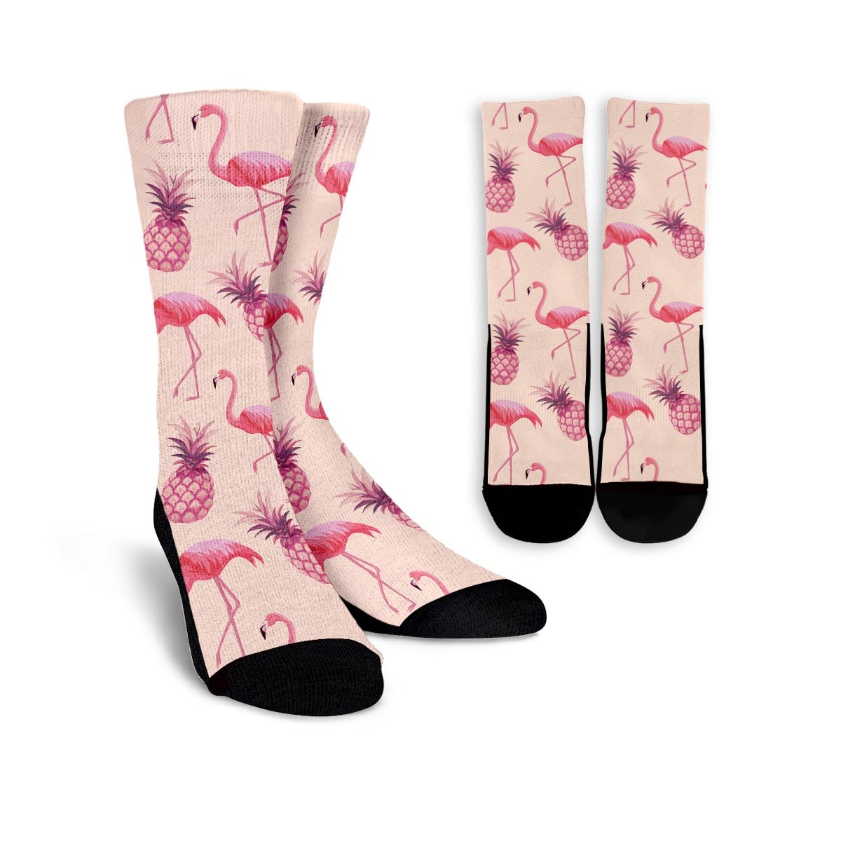 Pineapple Flamingo Print Unisex Socks-grizzshop