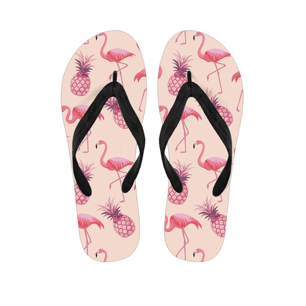 Pineapple Flamingo Print Women's Flip Flops-grizzshop